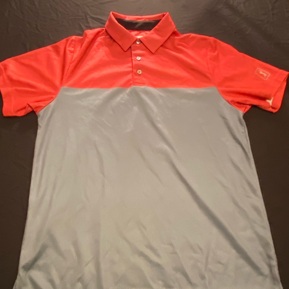 PGA Tour Red and Light Gray Colorblock Polo